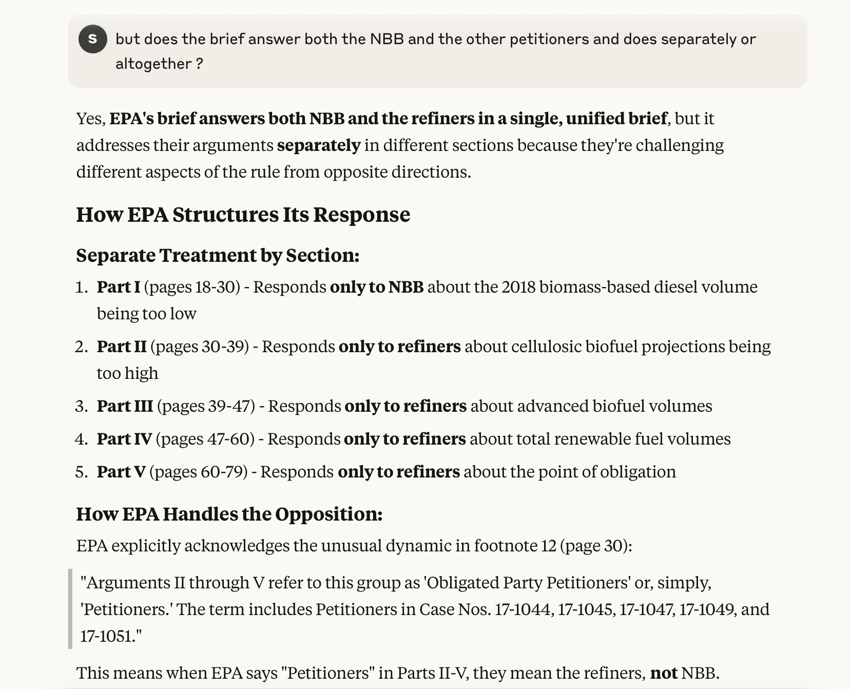 EPA position